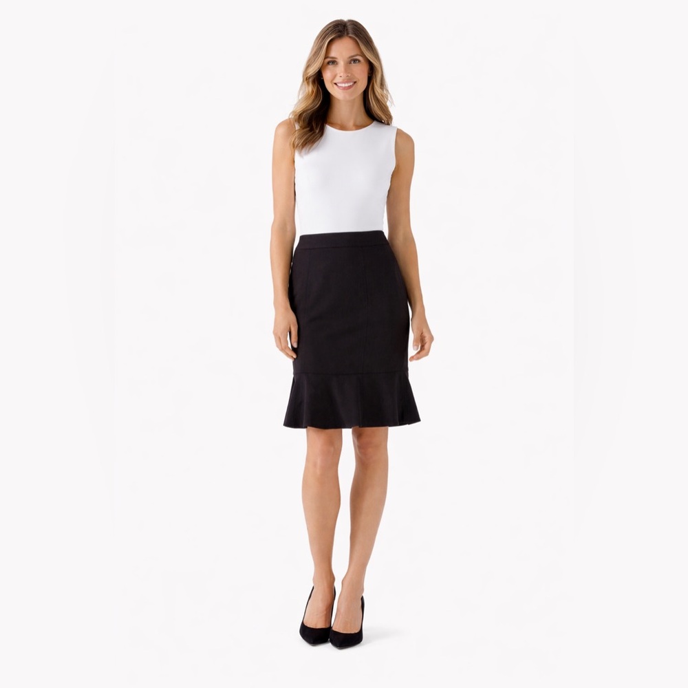 NY Collection New Black Flounce Hem Skirt